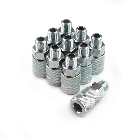 Primefit Automotive Coupler Steel 1/4" x 1/4" Male NPT 10PCS TC1414MS-B10-P